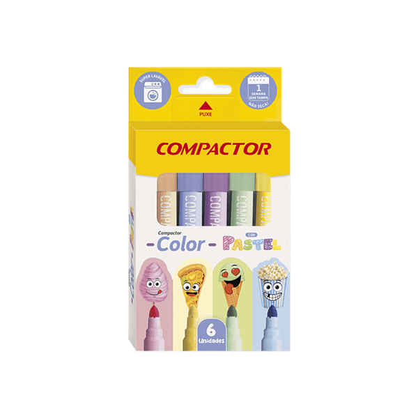 CANETA HIDROGRAFICA COMPACTOR COLOR JUMBO 6 CORES TON PASTEL