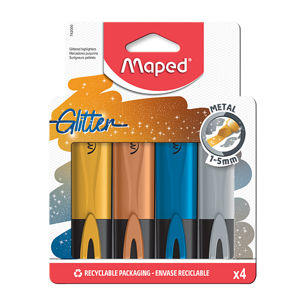 MARCA TEXTO MAPED KIT 4 CORES GLITTER METALICO