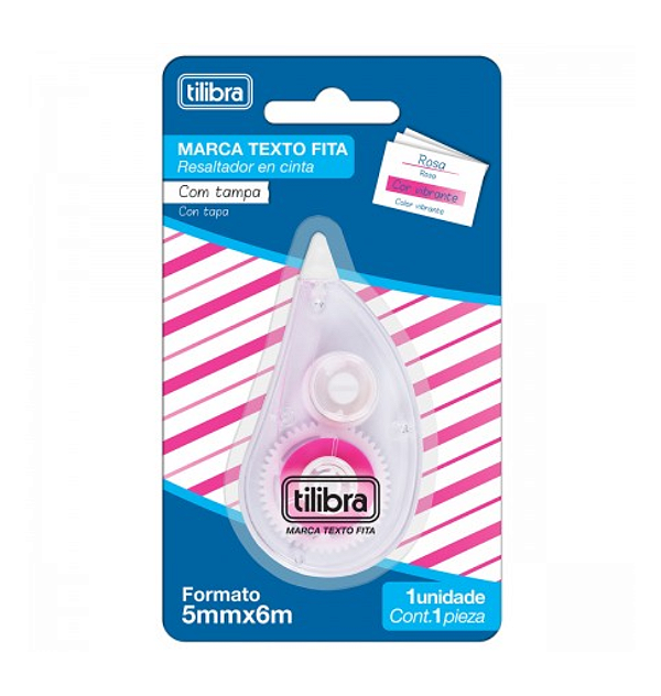 MARCA TEXTO TILIBRA EM FITA 5MMX6MT NEON ROSA