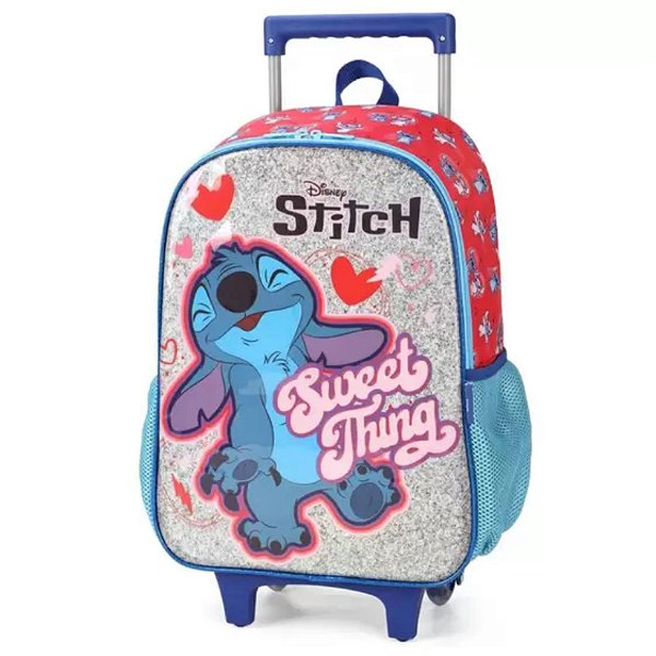 MOCHILA C/RODINHAS STITCH VERMELHA