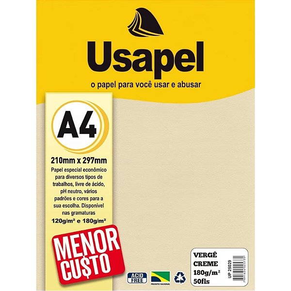 PAPEL VERGE USAPEL CREME 180G PCT-C/50
