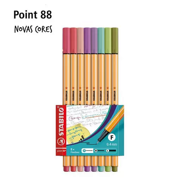 KIT DE CANETA STABILO POINT 88 COM 8 CORES 88/8-4