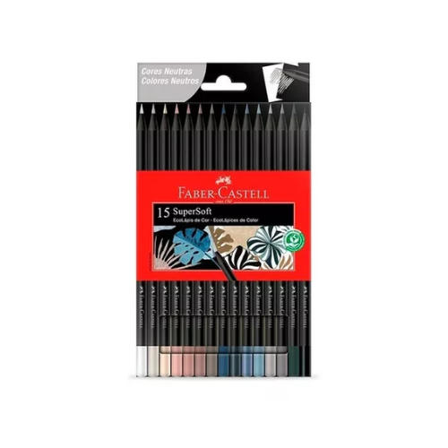 LAPIS DE COR FABER CASTELL SUPER SOFT 15 CORES NEUTRAS