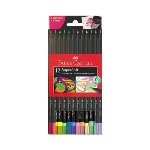 LAPIS DE COR FABER-CASTELL SUPERSOFT 6 NEON + 6 PASTEL