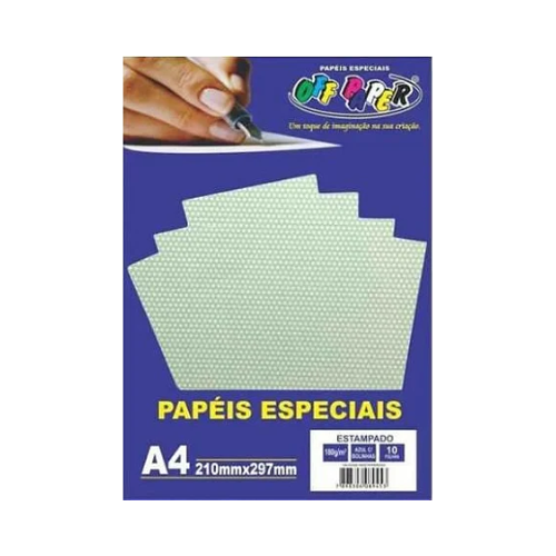 PAPEL ESTAMPADO OFF PAPER 180G AZUL C/BOLINHAS 10 FLS