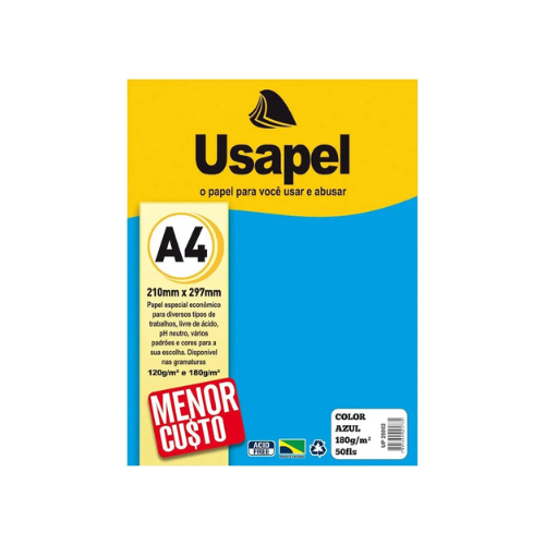 PAPEL COLOR MAIS USAPEL AZUL 180GM - 50 FOLHAS