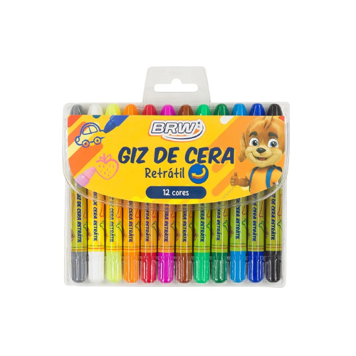 GIZ DE CERA RETRATIL AQUARELAVEL BRW 12 CORES