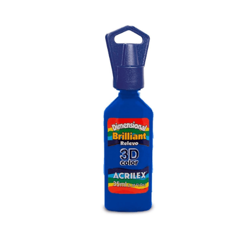 COLA DIMENSIONAL RELEVO ACRILEX 3D BRILLIANT AZUL 35ML