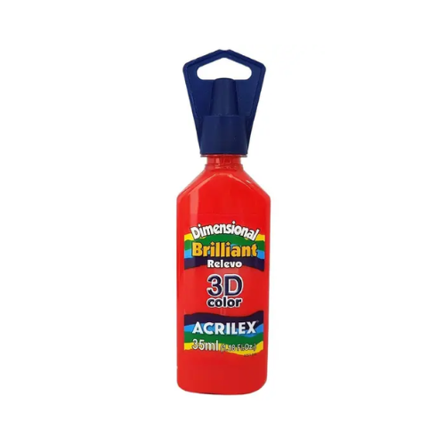 COLA DIMENSIONAL RELEVO ACRILEX 3D BRILLIANT VERMELHA 35ML