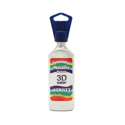 COLA DIMENSIONAL RELEVO 3D ACRILEX METALICA BRANCA 35ML