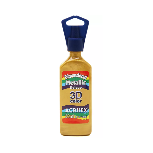 COLA DIMENSIONAL RELEVO ACRILEX 3D METALICA DOURADA 35ML