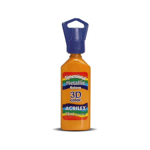 COLA DIMENSIONAL RELEVO ACRILEX 3D METALICA LARANJA 35ML