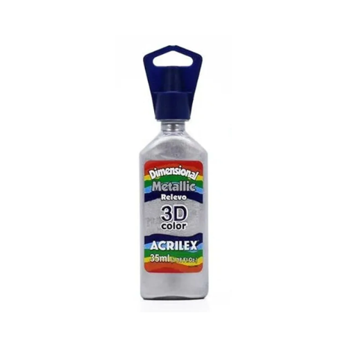 COLA DIMENSIONAL RELEVO ACRILEX 3D METALICA PRATA 35ML