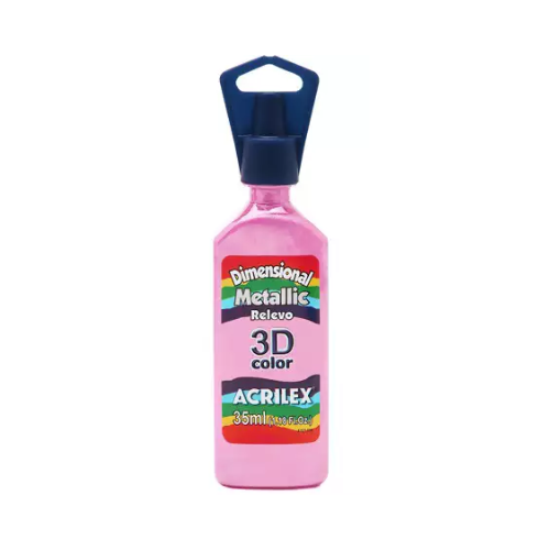 COLA DIMENSIONAL RELEVO ACRILEX 3D  METALICA ROSA 35ML