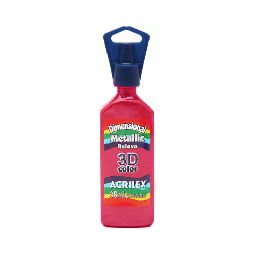 COLA DIMENSIONAL RELEVO 3D ACRILEX METALICA VERMELHA 35ML