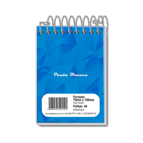 CADERNETA PAUTA BRANCA 1/16 APONTAMENTO CAPA FLEX 40F