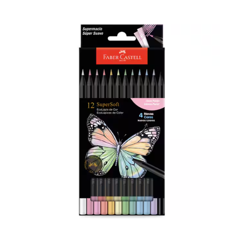 LAPIS DE COR FABER CASTELL SUPER SOFT 12 CORES PASTEL