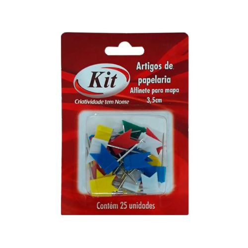 ALFINETE KIT PARA MAPA BANDEIRA 1.5CM C/25 UNDS