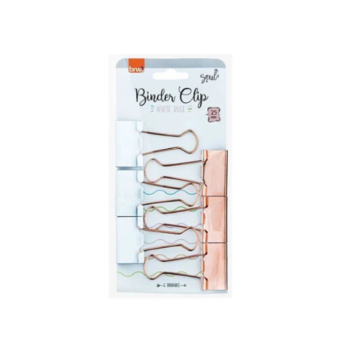 PRENDEDOR DE PAPEL BRW 25MM WHITE ROSE CARTELA C/6