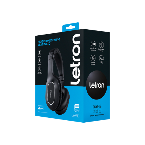HEADPHONE LETRON BLUETOOTH BEAT PRETO