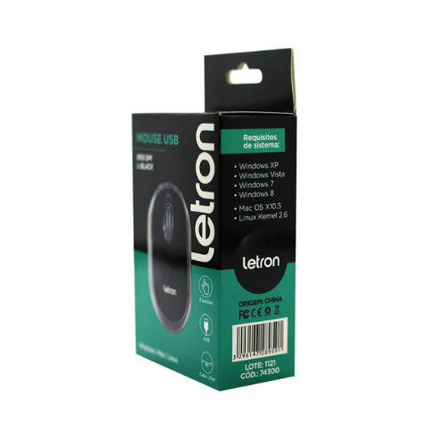 MOUSE LETRON USB 800DPI L-BLACK