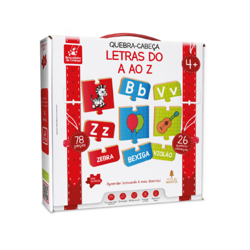 BRINQUEDO PEDAGOGICO BRINCADEIRA DE CRIANCA QUEBRA CABECA LETRAS DO A AO Z