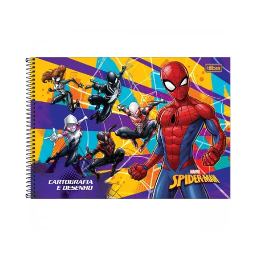 CADERNO ESPIRAL CARTOGRAFIA MILIMETRADO TILIBRA SPIDER MAN 80 FOLHAS