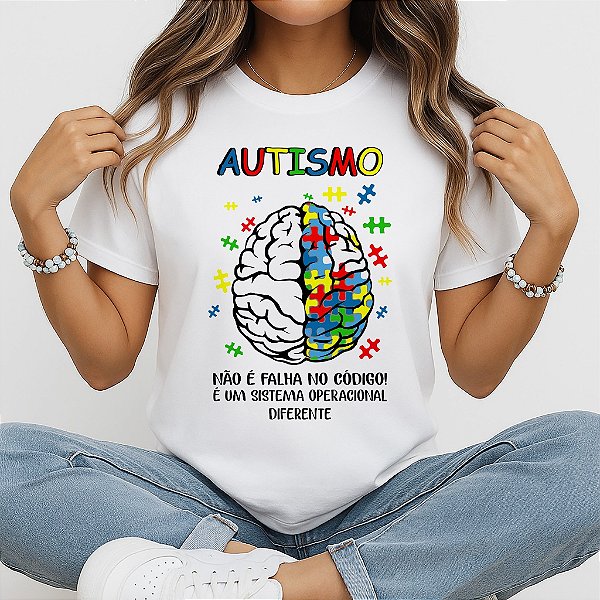 Camiseta Baby Look Feminina Cérebro Autismo