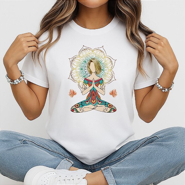 Camiseta Baby Look Feminina Luz Interior Yoga Meditação