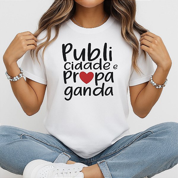 Camiseta Baby Look Feminina Publicidade e Propaganda com Coração