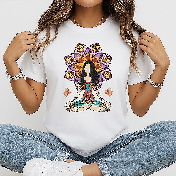 Camiseta Baby Look Feminina Solar Interior Yoga Meditação
