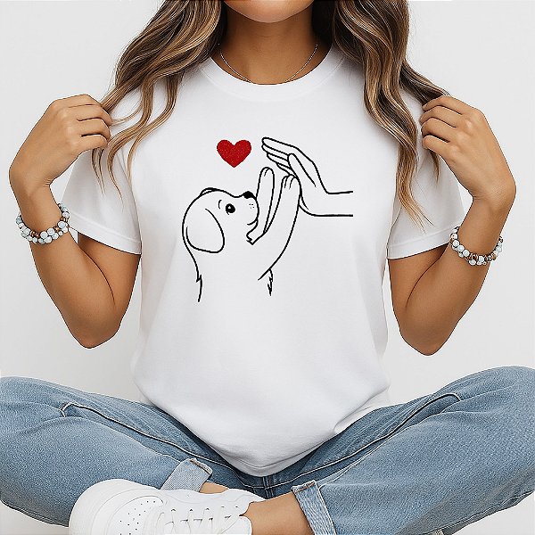 Camiseta Baby Look Feminina Toque de Mão e Patinha