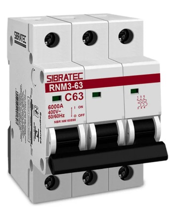 DISJUNTOR DIN TRIFASICO JD156 63 3P C63A 4 5KA SIBRATEC