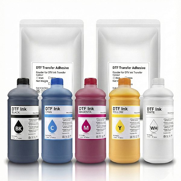 Kit de Tintas DTF (CMYK + Branco) Litro
