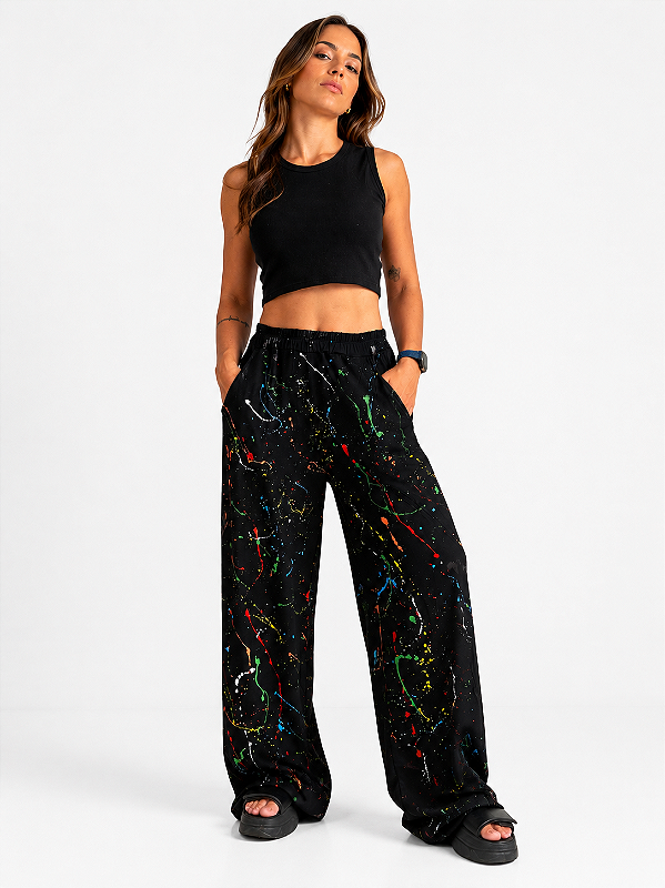 Calça Pantalona Pintura Manual