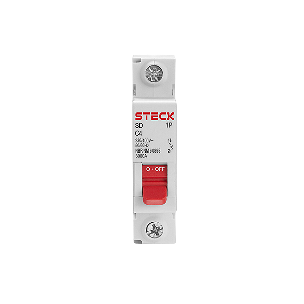 Disjuntor Monopolar 04A 1P CURVA C 3KA Steck SDD61C04