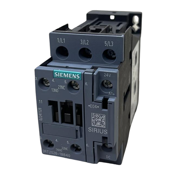 Contator Tripolar 25A 24VCC 1NA+1NF 3RT20261BB40 - Siemens