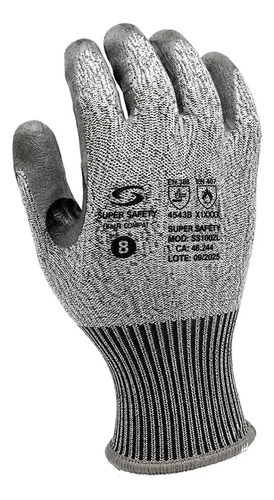 Luva Segurança Super Safety Ss 1008 R Cinza Ca 32036
