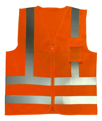 Colete Refletivo Laranja 1 Bolso Com Zíper Volk Tam Eeeg