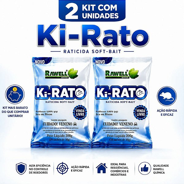 KIT 2 Ki-Rato Soft Bait 200g - Rawell Química