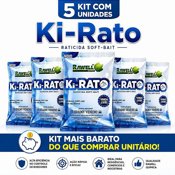 KIT 5 Ki-Rato Soft Bait 200g - Rawell Química