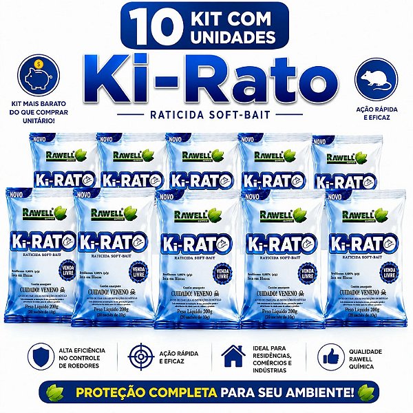 KIT 10 Ki-Rato Soft Bait 200g - Rawell Química