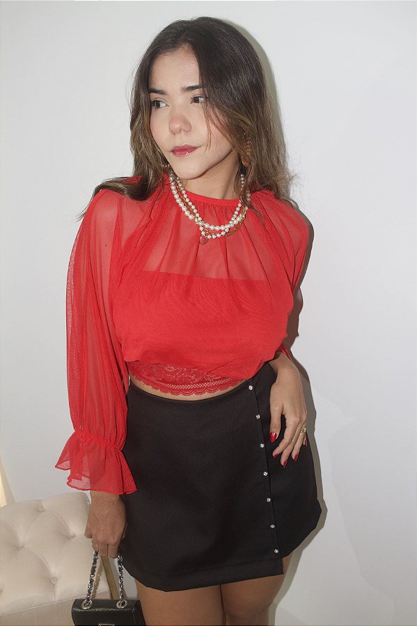 Short Saia Com Strass