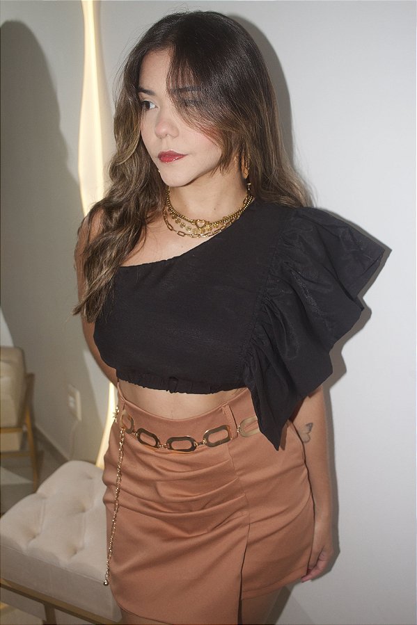 Cropped Um Ombro só Babado