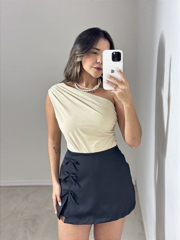 Short saia Fenda com Laço