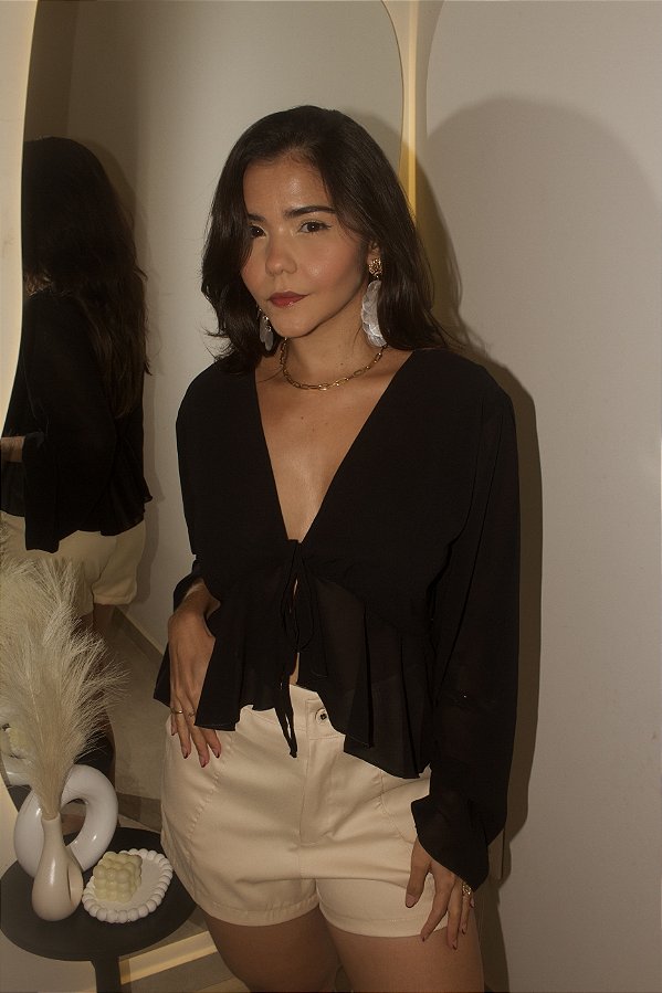 Blusa Com Amarração Chiffon
