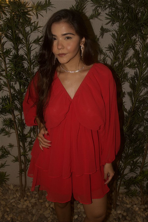 Macacão Manga Longa Chiffon