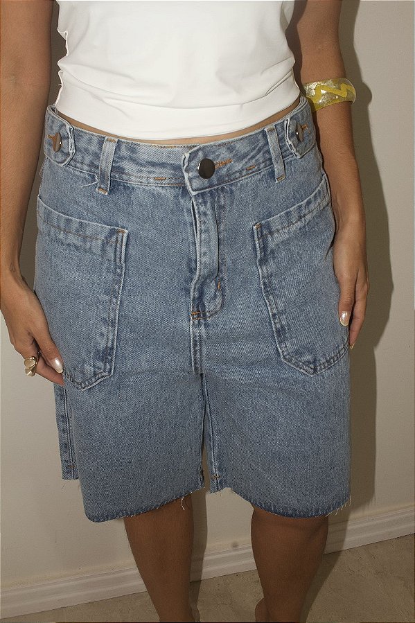 Bermuda Jeans Branca Feminina