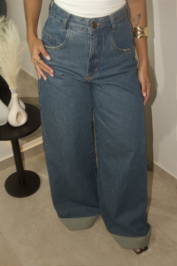 Calça Pantalona Jeans