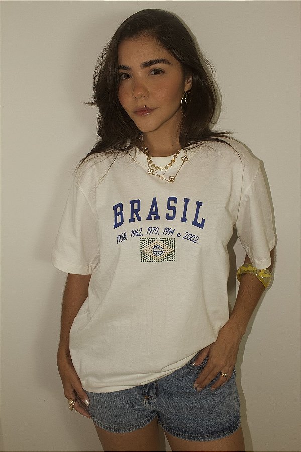 T-shirt Brasil Com Strass